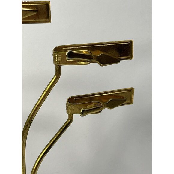 Vintage Brass Desktop Organizer Desk Memo Tree Note Clip Display MCM Marble Base - Picture 10 of 14